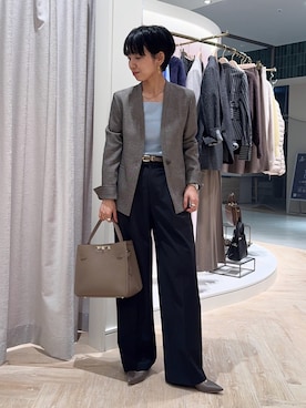 「アイテム（ノーカラージャケット）」を使った、nol takemoriさん（レディース・154cm）の秋コーディネート