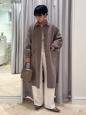 「アイテム（ステンカラーコート）」を使った、nol takemoriさん（レディース・154cm）の秋コーディネート
