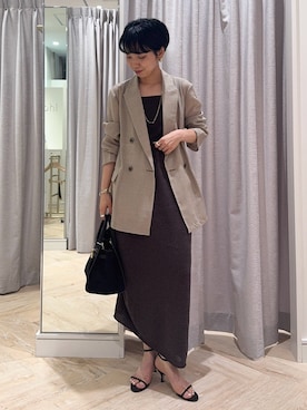 「アイテム（キャミソール、ブラウン系）」を使った、nol takemoriさん（レディース・154cm）の夏コーディネート