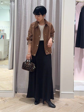 「アイテム（ボストンバッグ）」を使った、nol takemoriさん（レディース・154cm）の秋コーディネート