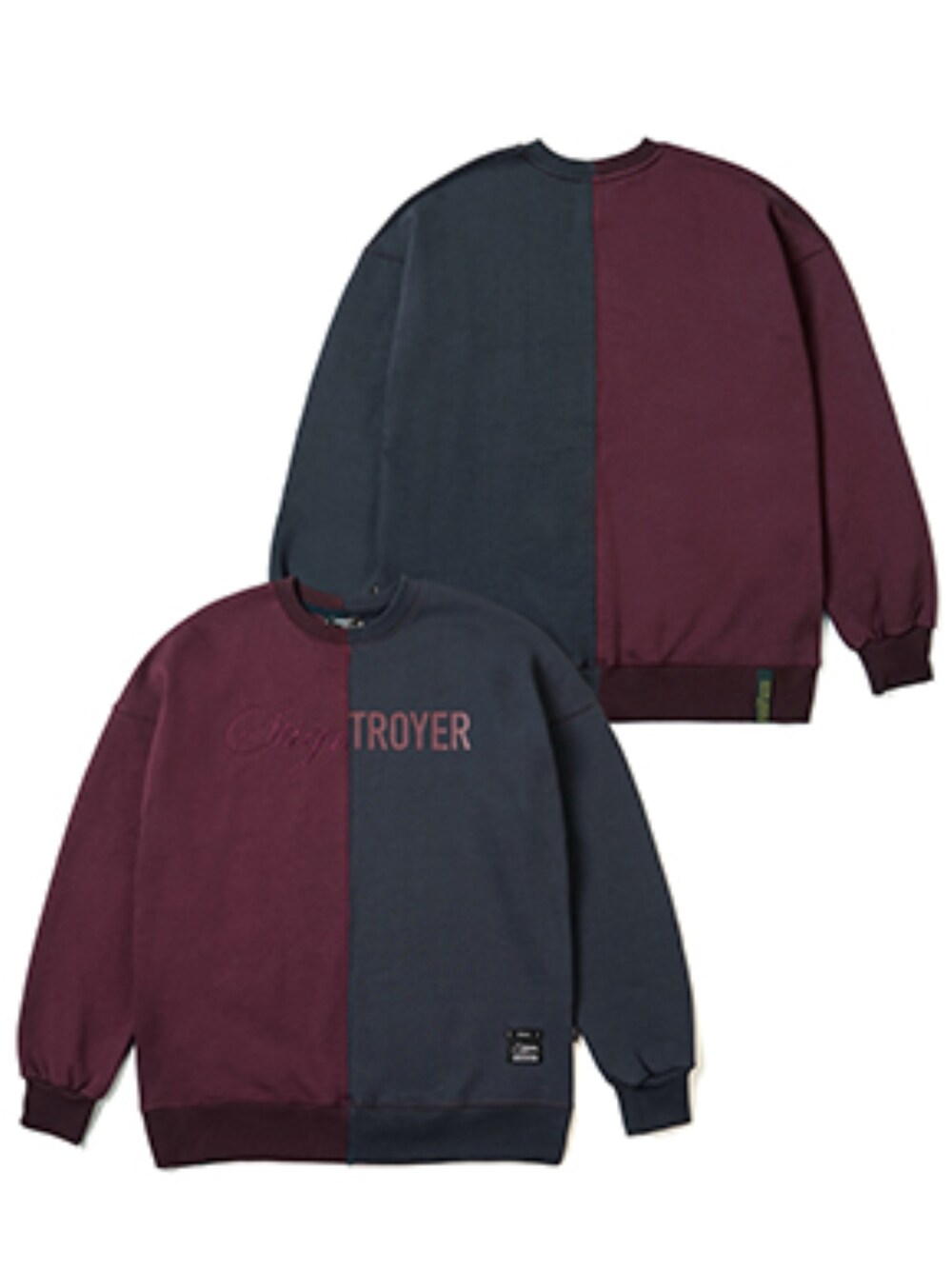 ブルー系のスウェットを着用したメンズの秋コーディネートの1枚目の写真