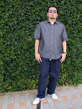 「アイテム（チノパンツ、ブルー系）」を使った、dama941さん（メンズ・177cm）の夏コーディネート