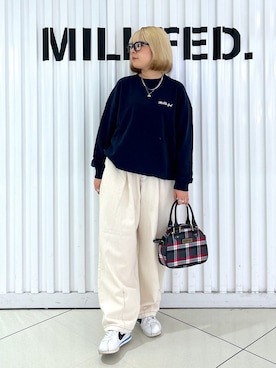 「アイテム（スウェット）」を使った、KARIN®︎さん（レディース・155cm）の夏コーディネート