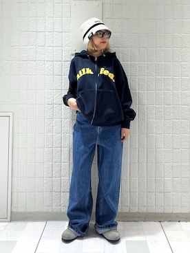 「NEW ERA（ニューエラ）のアイテム（ハット）」を使った、KARIN®︎さん（レディース・155cm）の秋コーディネート