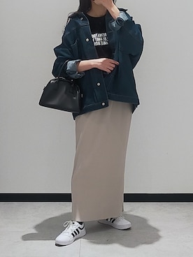 「アイテム（ボストンバッグ）」を使った、mee153さん（レディース・153cm）の春コーディネート