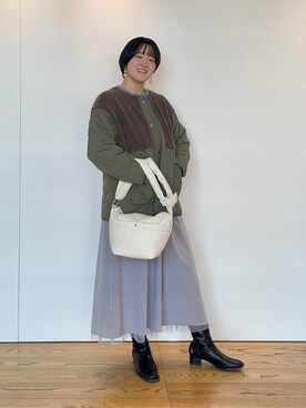 「Lugnoncure（ルノンキュール）のアイテム（その他アウター）」を使った、Momokoさん（レディース・168cm）の冬コーディネート