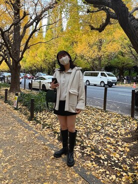 「紅葉コーデ」｜「アイテム（ジャケット/アウター）」を使った、himoduさん（レディース・162cm）の秋コーディネート