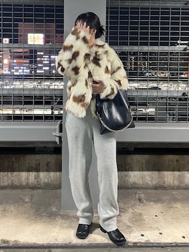 「Ungrid（アングリッド）のアイテム（その他アウター）」を使った、齊藤季梨さん（レディース・164cm）の冬コーディネート