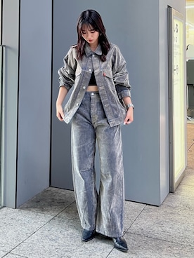 「アイテム（デニムジャケット、ベージュ系）」を使った、齊藤季梨さん（レディース・164cm）の夏コーディネート