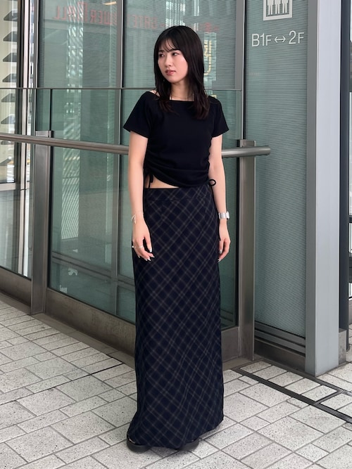 サイドギャザーボートネックTee
