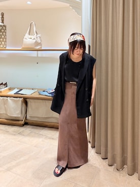 「GALLARDAGALANTE（ガリャルダガランテ）のメッシュダブルジレ（ベスト、ブラック系）」を使った、gg__ayakaさん（レディース・156cm）の夏コーディネート
