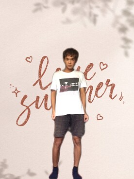 「しまむら（シマムラ）のアイテム（Tシャツ/カットソー、ブルー系）」を使った、クワちゃんさん（メンズ・172cm）の秋コーディネート