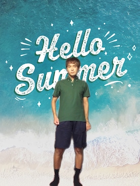 「しまむら（シマムラ）のアイテム（ポロシャツ、グリーン系）」を使った、クワちゃんさん（メンズ・172cm）の秋コーディネート