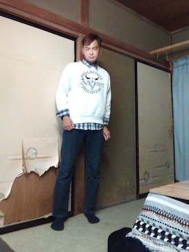 「しまむら（シマムラ）のアイテム（ニット/セーター）」を使った、クワちゃんさん（メンズ・172cm）の秋コーディネート