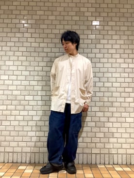 SHELTECH リラックスバンドカラーシャツ＜ベージュ＞を使った
