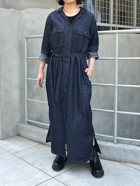 「デニムワンピース」｜「アイテム（シャツワンピース）」を使った、yuriさん（レディース・162cm）の夏コーディネート