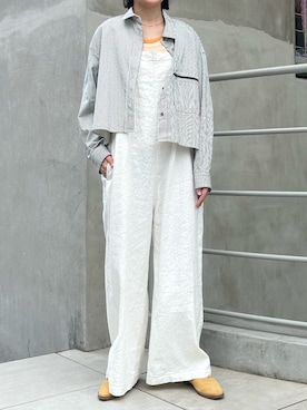 「アイテム（オールインワン・サロペット、ホワイト系）」を使った、yさん（レディース・162cm）の夏コーディネート