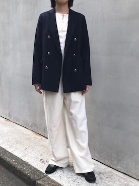 「デニムサロペット」｜「アイテム（ジャケット/アウター）」を使った、yさん（レディース・162cm）の秋コーディネート
