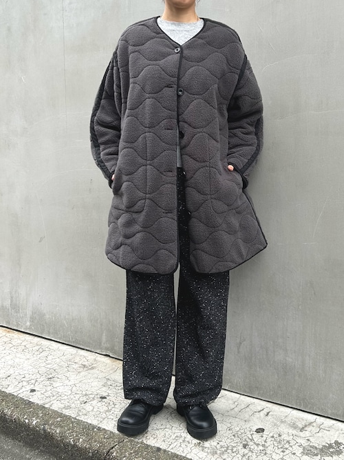 セール】キルティング×ボアリバーシブルノーカラーコート（ノーカラー