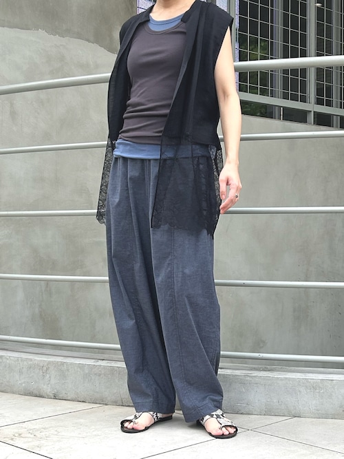 ヘンプシャンブレーバレルパンツ