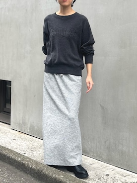 「Munich（ミューニック）の12GG天竺編みソフトニットロゴ刺繍プルオーバー（ニット/セーター）」を使った、yさん（レディース・162cm）の秋コーディネート