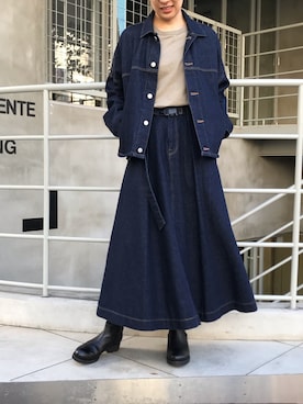 「Munich（ミューニック）のアイテム（デニムジャケット）」を使った、yさん（レディース・162cm）の冬コーディネート