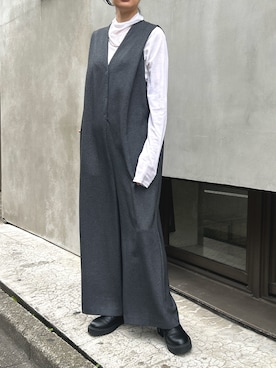 「アイテム（つなぎ/オールインワン）」を使った、yさん（レディース・162cm）の秋コーディネート