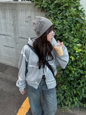 「アイテム（パーカー）」を使った、ちひろさん（レディース・153cm）の秋コーディネート