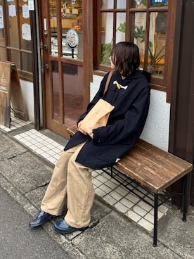 「HUNTER（ハンター）のアイテム」を使った、ちひろさん（レディース・153cm）の冬コーディネート