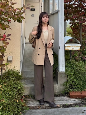 「アイテム（キャミソール）」を使った、ちひろさん（レディース・153cm）の秋コーディネート