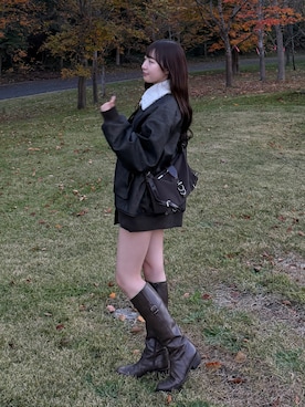 「アイテム（ブルゾン）」を使った、ちひろさん（レディース・153cm）の秋コーディネート