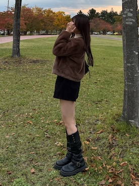 「アイテム（ブーツ）」を使った、ちひろさん（レディース・153cm）の秋コーディネート