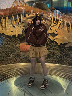 「アイテム（スタジャン）」を使った、ちひろさん（レディース・153cm）の秋コーディネート