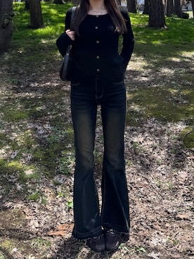 「アイテム（デニムパンツ）」を使った、ちひろさん（レディース・153cm）の秋コーディネート