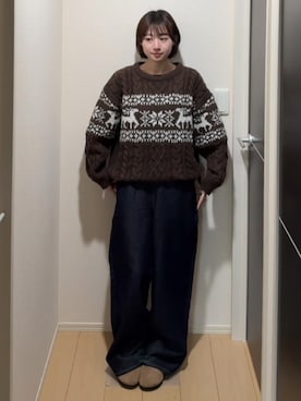 「アイテム（オールインワン・サロペット）」を使った、ちひろさん（レディース・153cm）の冬コーディネート