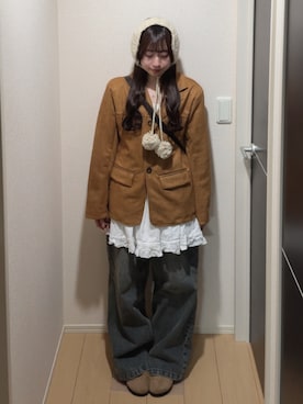 「アイテム（イヤーマフ）」を使った、ちひろさん（レディース・153cm）の秋コーディネート
