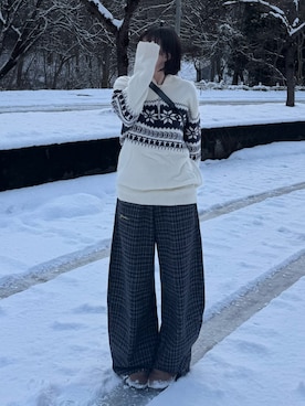 「アイテム（サンダル）」を使った、ちひろさん（レディース・153cm）の冬コーディネート