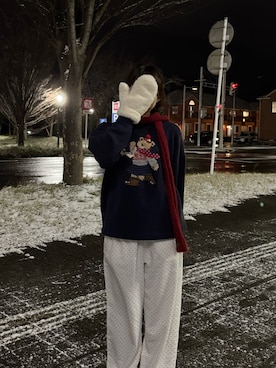 「アイテム（スウェットパンツ）」を使った、ちひろさん（レディース・153cm）の冬コーディネート