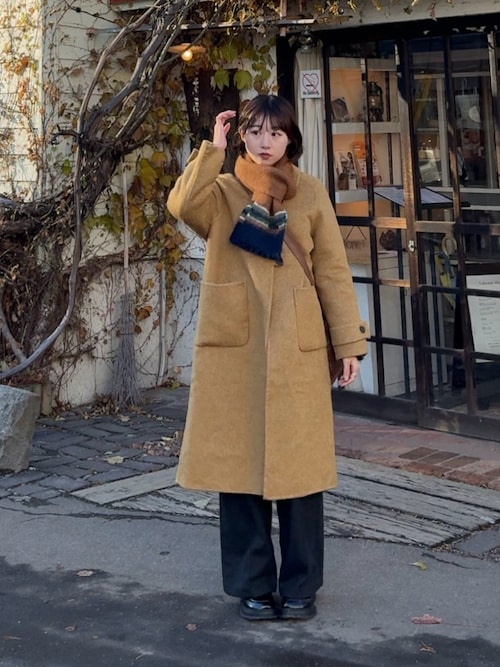 soutien collar double button coat /ステンカラーダブルボタンミドル