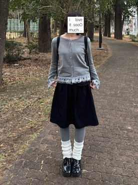 「milliamのアイテム（カーディガン/ボレロ、グレー系）」を使った、ちひろさん（レディース・153cm）の春コーディネート