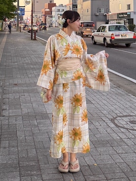 「kutir（クティール）のアイテム（ワンピース/ドレス、イエロー系）」を使った、ちひろさん（レディース・153cm）の夏コーディネート