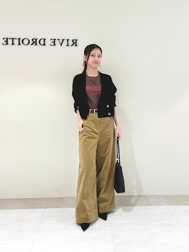 「アイテム（パンツ、イエロー系）」を使った、hirokoさん（レディース・158cm）の夏コーディネート