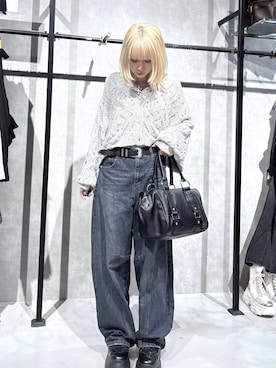 「PAGEBOY（ページボーイ）のレースアップトラックブーツ【ストレッチ/抗菌防臭/軽量/美脚】（ブーツ、ブラック系）」を使った、さとみんさんの秋コーディネート
