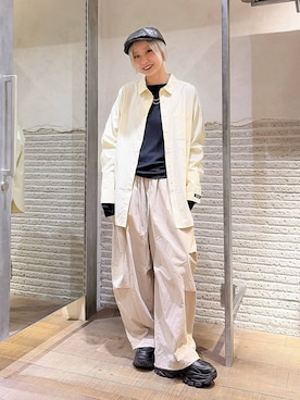 「JEANASIS（ジーナシス）のキリカエボリュームローファー/573242（ローファー、ブラック系）」を使った、みきのすけさん（レディース）の春コーディネート