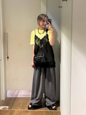 「JEANASIS（ジーナシス）のガラスビーズネックレス/660080（ネックレス、ブラック系）」を使った、みきのすけさん（レディース）の夏コーディネート
