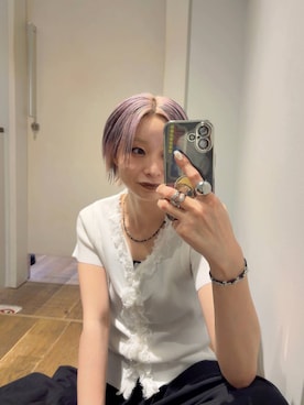 「JEANASIS（ジーナシス）のキリカエボリュームローファー/573242（ローファー、ブラック系）」を使った、みきのすけさん（レディース）の夏コーディネート