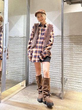 「アイテム（ハンチング/ベレー帽）」を使った、みきのすけさん（レディース・160cm）の秋コーディネート