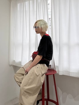 「JEANASIS（ジーナシス）のガラスビーズネックレス/638295（ネックレス、ブラック系）」を使った、みきのすけさん（レディース）の春コーディネート