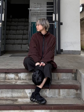 「JEANASIS（ジーナシス）のミリタリーカーゴハーフパンツ/865830（カーゴパンツ、ブラック系）」を使った、みきのすけさん（レディース）の夏コーディネート