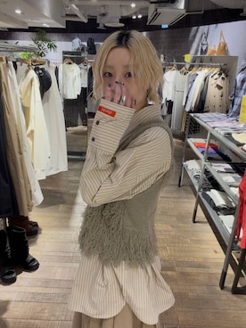 「JEANASIS（ジーナシス）のボリュームフレアロングスカート/645260（スカート、ベージュ系）」を使った、みきのすけさん（レディース）の春コーディネート